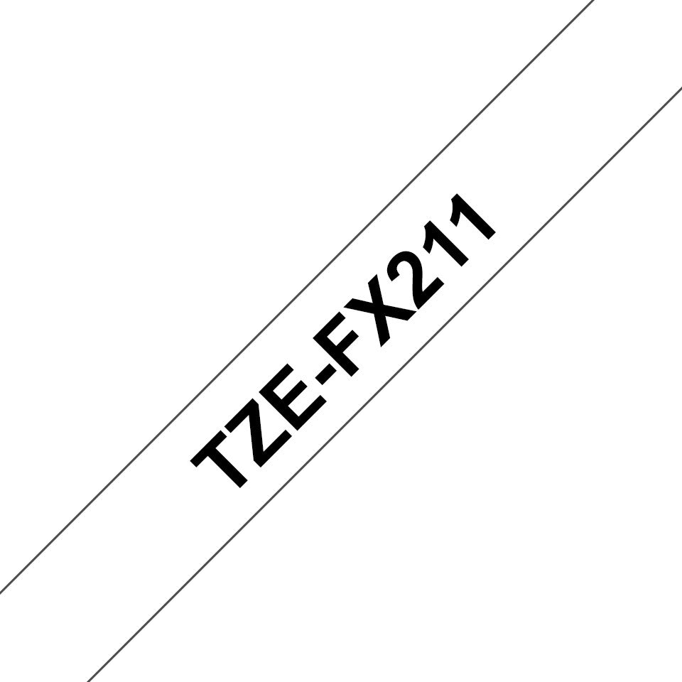 Brother TZE-FX211 etiketbånd Sort på hvid