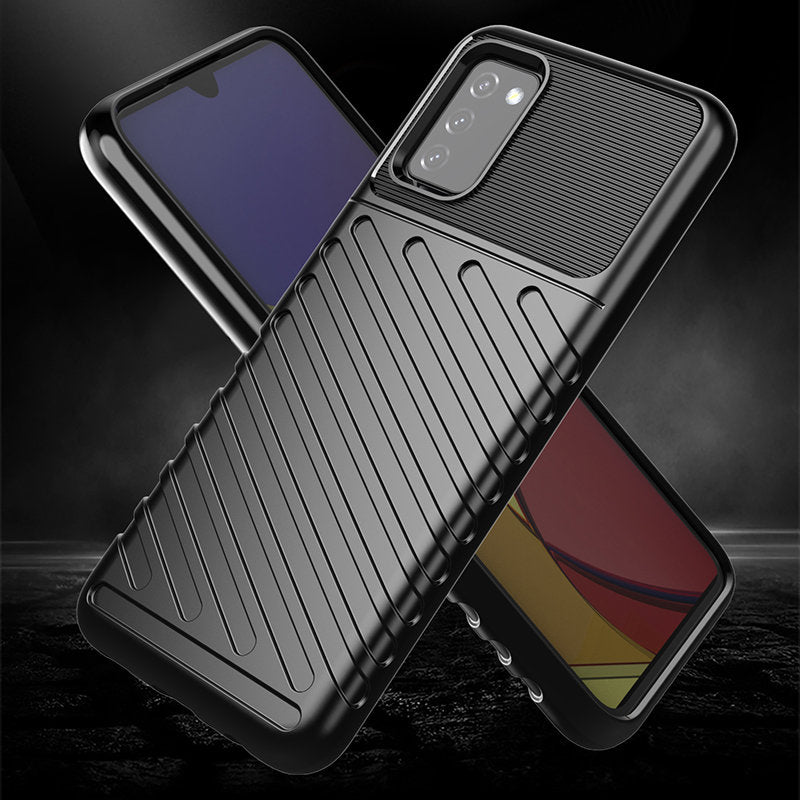 Thunder Case Flexible Tough Rugged Cover TPU Case til Samsung Galaxy A03s sort