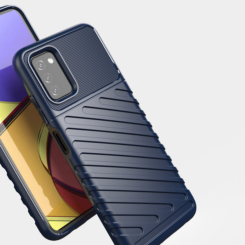 Thunder Case Flexible Tough Rugged Cover TPU Case til Samsung Galaxy A03s sort