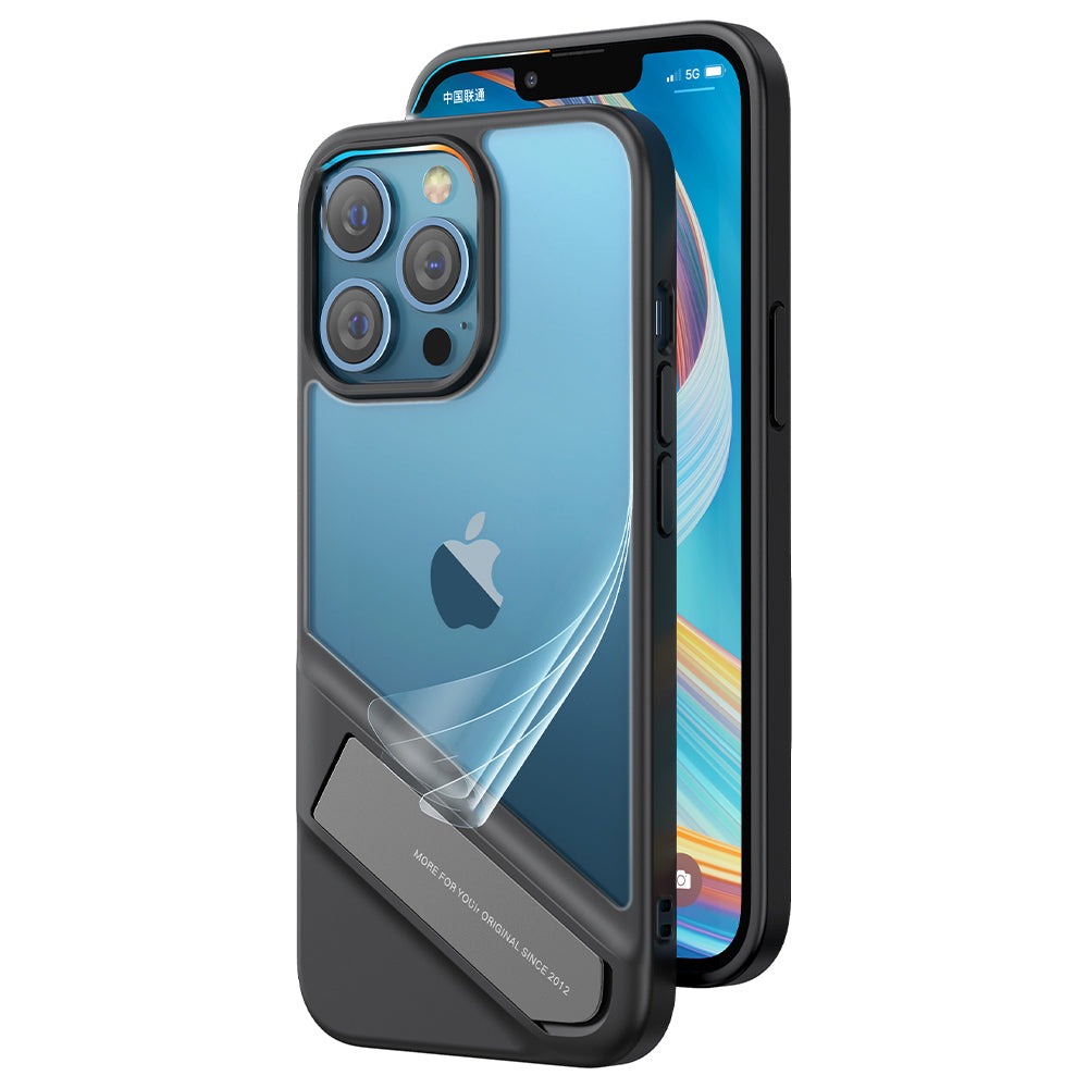 Ugreen Fusion Kickstand Case iPhone 13 Pro Hard Cover med Gel Frame og Stand sort (90153)