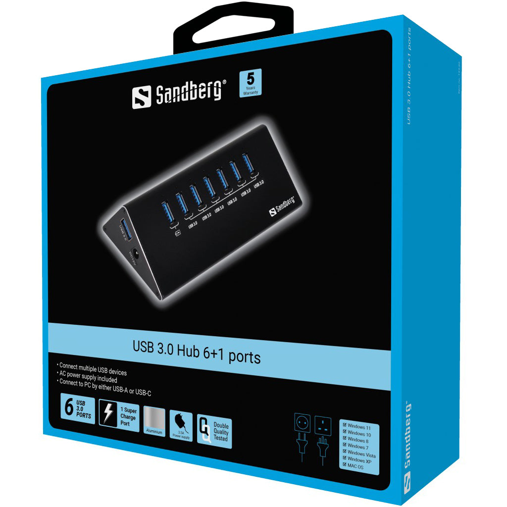 Sandberg USB 3.0 Hub 6+1 ports