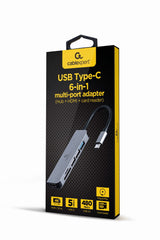 Gembird A-CM-COMBO6-02 dockingstation Ledningsført USB 3.2 Gen 1 (3.1 Gen 1) Type-C Grå