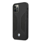 Etui BMW BMHCP12LRSCSK iPhone 12 Pro Max 6,7" sort/sort hårdkasse læder perforeret sider