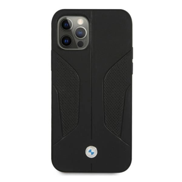 Etui BMW BMHCP12LRSCSK iPhone 12 Pro Max 6,7" sort/sort hårdkasse læder perforeret sider