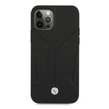 Etui BMW BMHCP12LRSCSK iPhone 12 Pro Max 6,7" sort/sort hårdkasse læder perforeret sider
