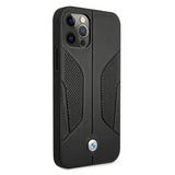 Etui BMW BMHCP12LRSCSK iPhone 12 Pro Max 6,7" sort/sort hårdkasse læder perforeret sider