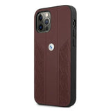BMW Leather Curve Perforate Case for iPhone 12 Pro Max - Red