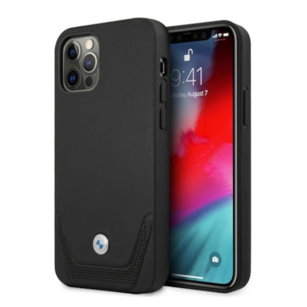 Etui BMW BMHCP12LRSWPK iPhone 12 Pro Max 6,7" sort/sort hårdkasse Læder Perforeret