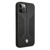 Etui BMW BMHCP12MRSCSK iPhone 12/12 Pro 6,1" sort/sort hårdkasse læder perforeret sider