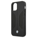 Etui BMW BMHCP12MRSCSK iPhone 12/12 Pro 6,1" sort/sort hårdkasse læder perforeret sider