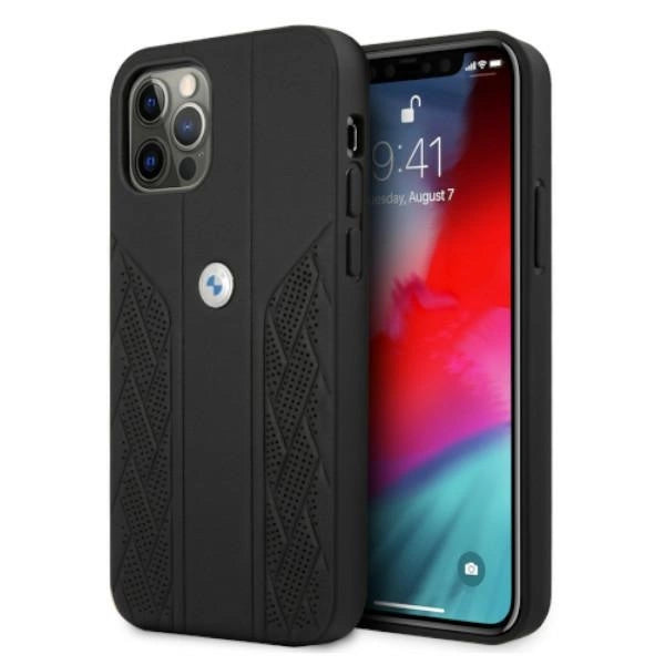 BMW Leather Curve Perforate Case for iPhone 12 / iPhone 12 Pro - Black