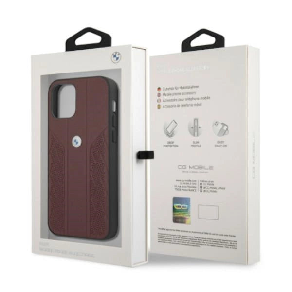 BMW Leather Curve Perforate Case for iPhone 12 / iPhone 12 Pro - Red