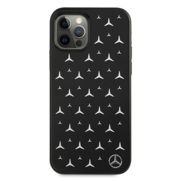 Mercedes MEHCP12LESPBK iPhone 12 Pro Max 6,7" sort/sort hårdkasse Silver Stars mønster