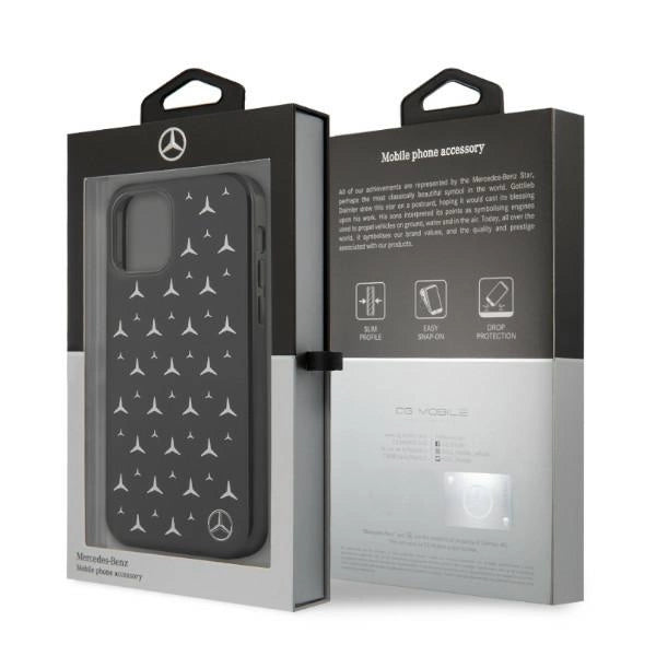 Mercedes MEHCP12LESPBK iPhone 12 Pro Max 6,7" sort/sort hårdkasse Silver Stars mønster