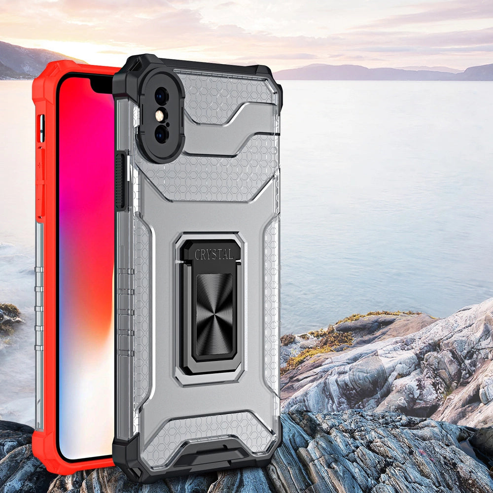 Crystal Ring Case Kickstand Tough Rugged Cover til iPhone XS Max rød
