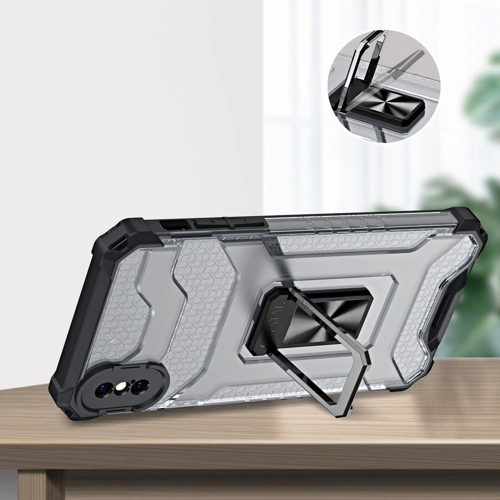 Crystal Ring Case Kickstand Tough Rugged Cover til iPhone XS Max rød