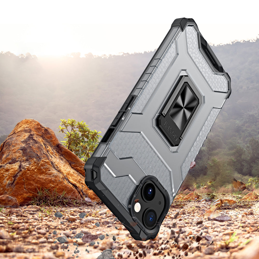 Crystal Ring Case Kickstand Tough Rugged Cover til iPhone 12 mini sort