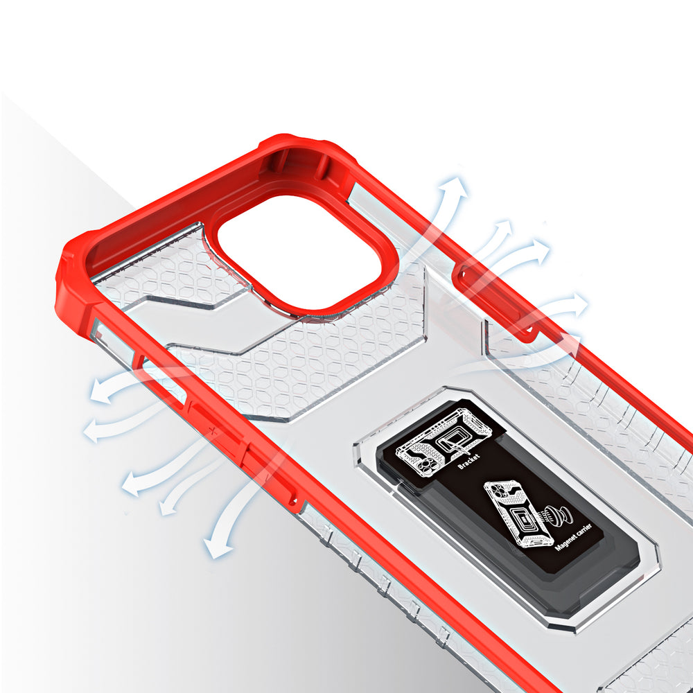 Crystal Ring Case Kickstand Tough Rugged Cover til iPhone 12 mini rød