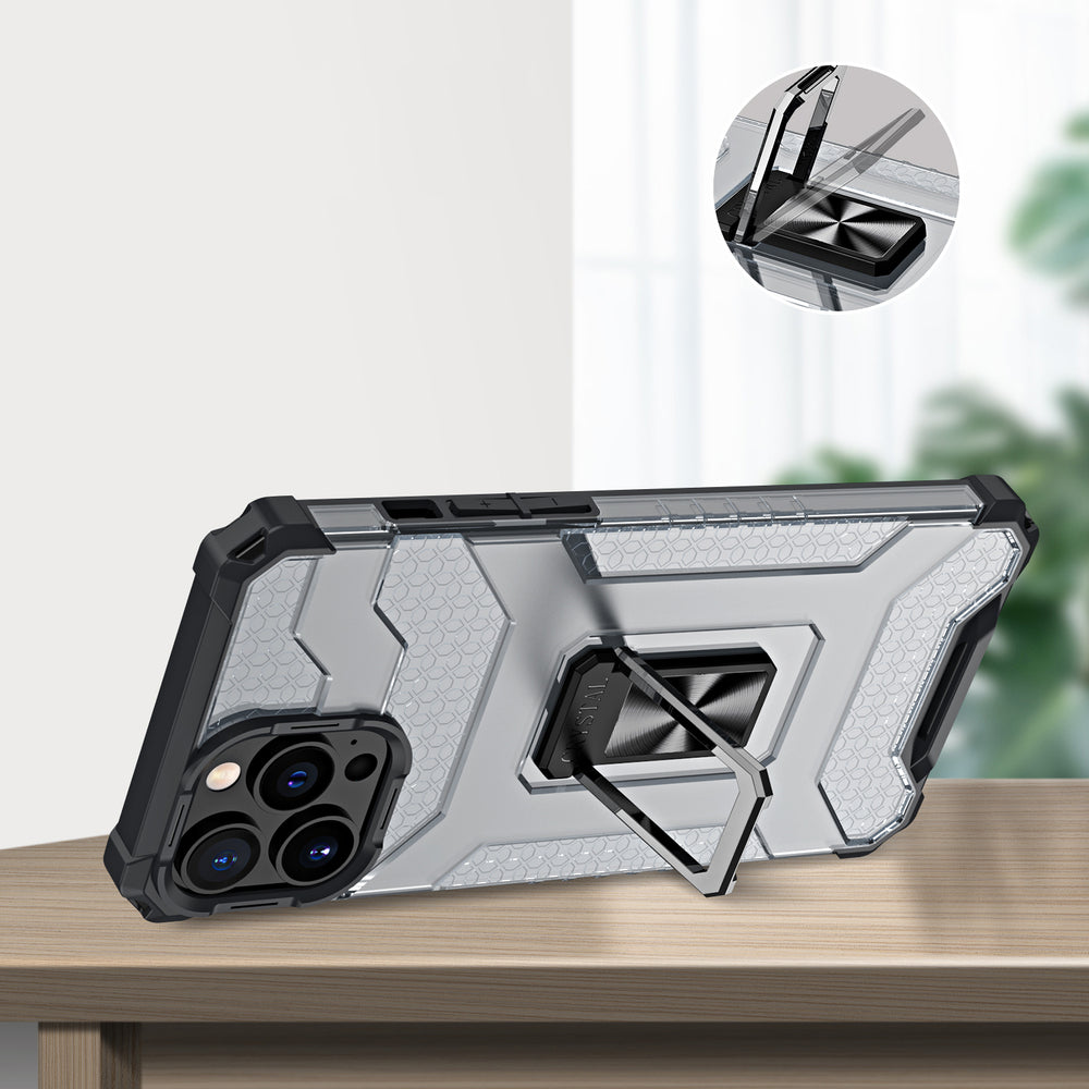 Crystal Ring Case Kickstand Tough Rugged Cover til iPhone 12 Pro Max blå