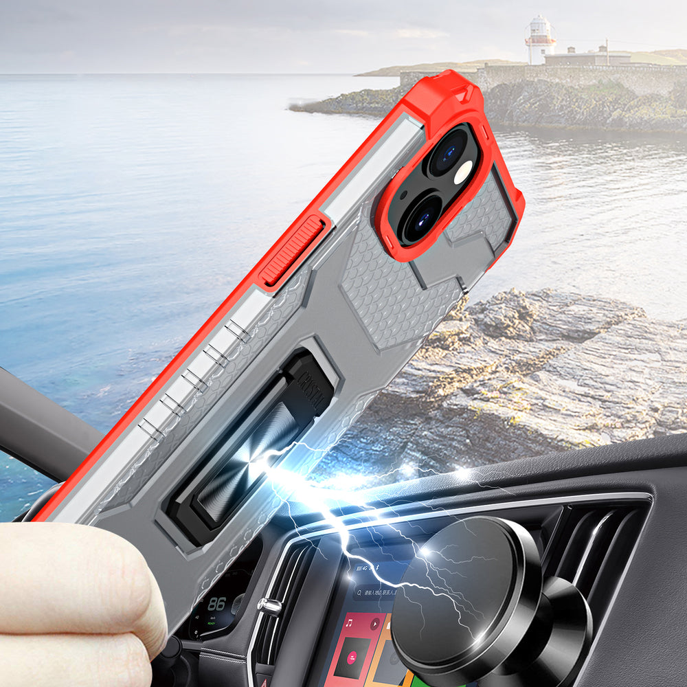 Crystal Ring Case Kickstand Tough Rugged Cover til iPhone 13 rød