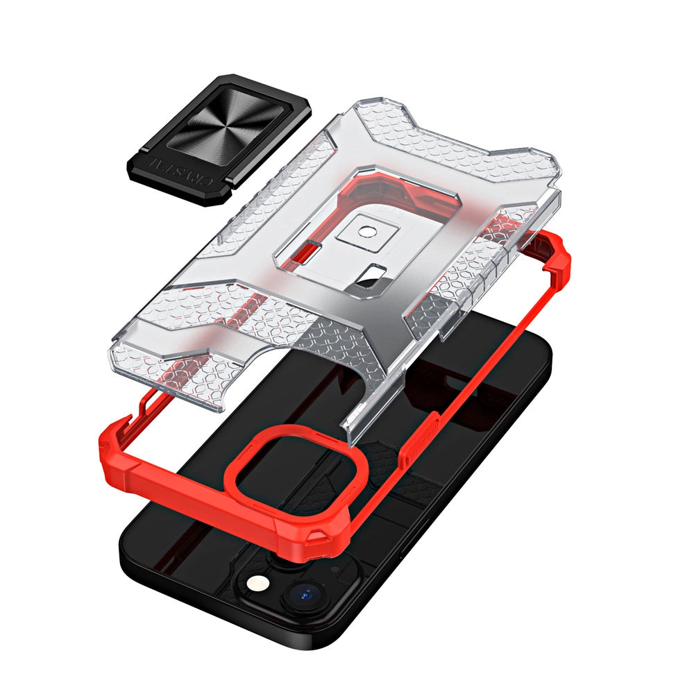 Crystal Ring Case Kickstand Tough Rugged Cover til iPhone 13 rød