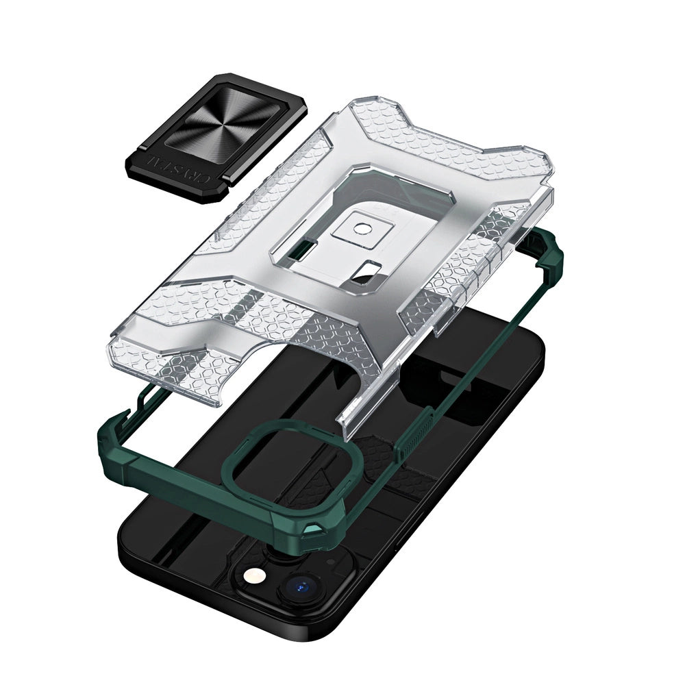 Crystal Ring Case Kickstand Tough Rugged Cover til iPhone 13 grøn