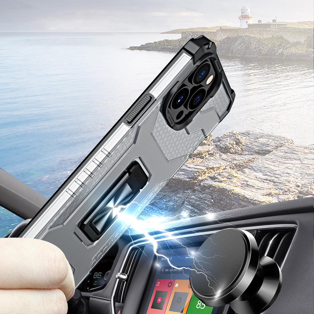 Crystal Ring Case Kickstand Tough Rugged Cover til iPhone 13 Pro sort