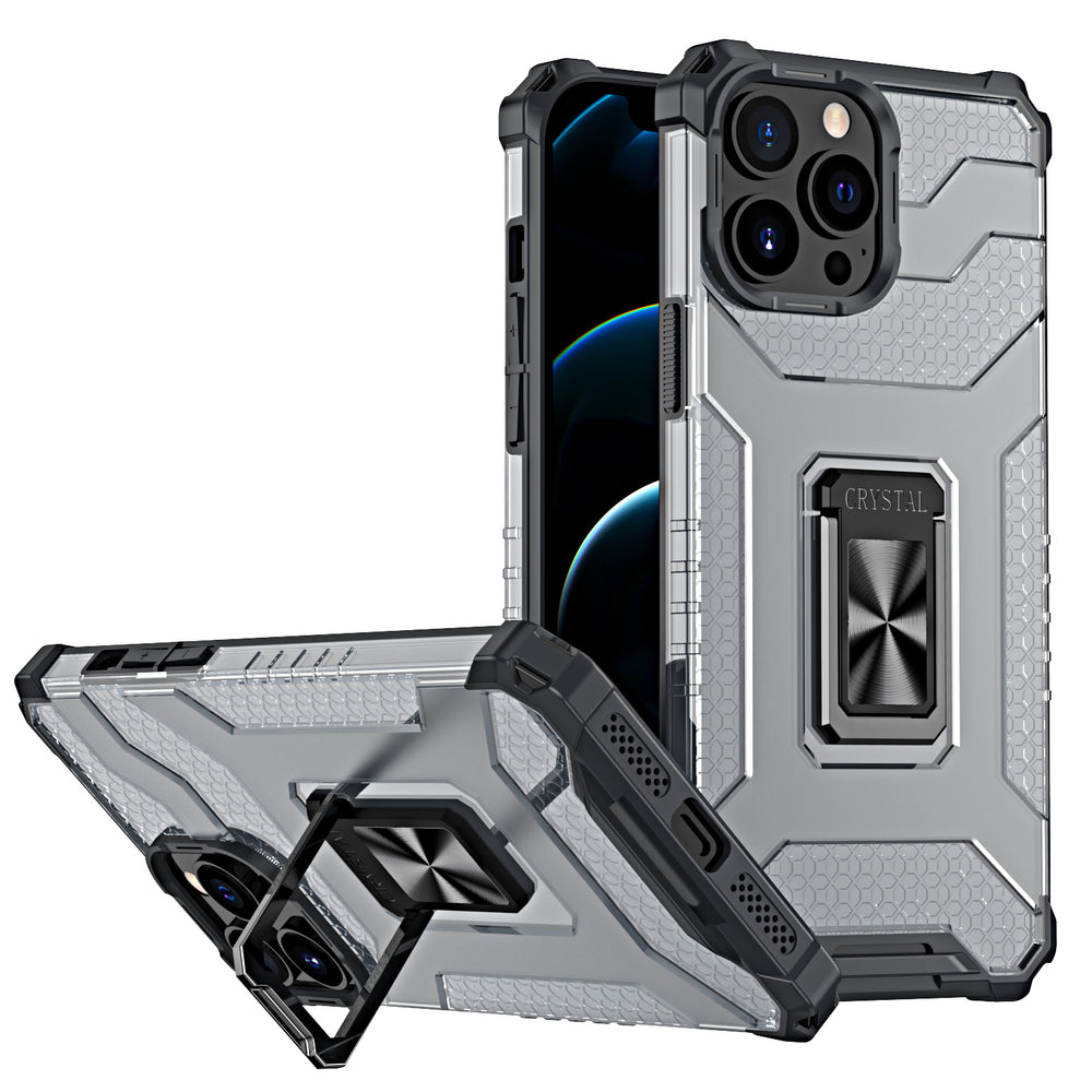 Crystal Ring Case Kickstand Tough Rugged Cover til iPhone 13 Pro Max sort