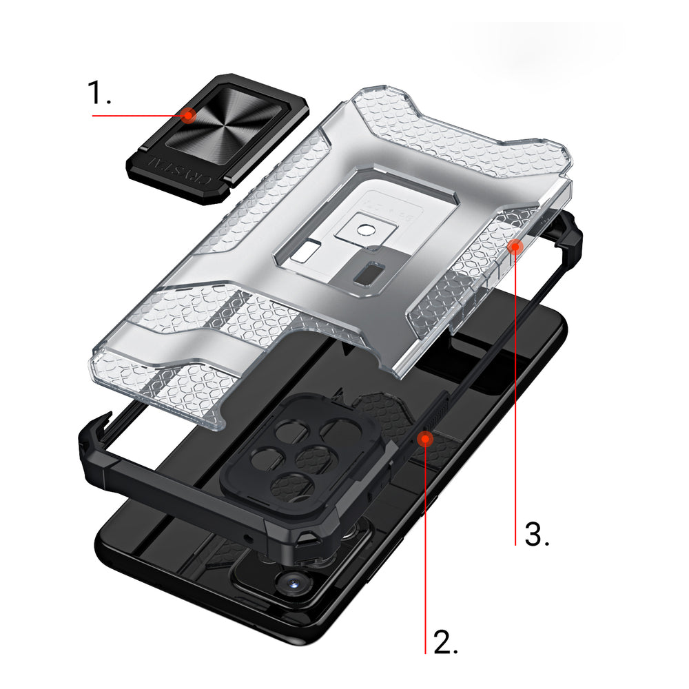 Crystal Ring Case Kickstand Tough Rugged Cover til Samsung Galaxy A72 4G rød