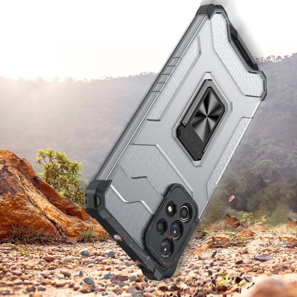 Crystal Ring Case Kickstand Tough Rugged Cover til Samsung Galaxy A72 4G blå