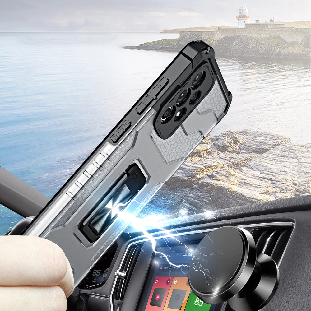 Crystal Ring Case Kickstand Tough Rugged Cover til Samsung Galaxy A72 4G blå