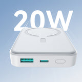 Joyroom JR-W020 Powerbank 20W 10000mAh MagSafe + USB-C - USB-C kabel 0,25m - hvid