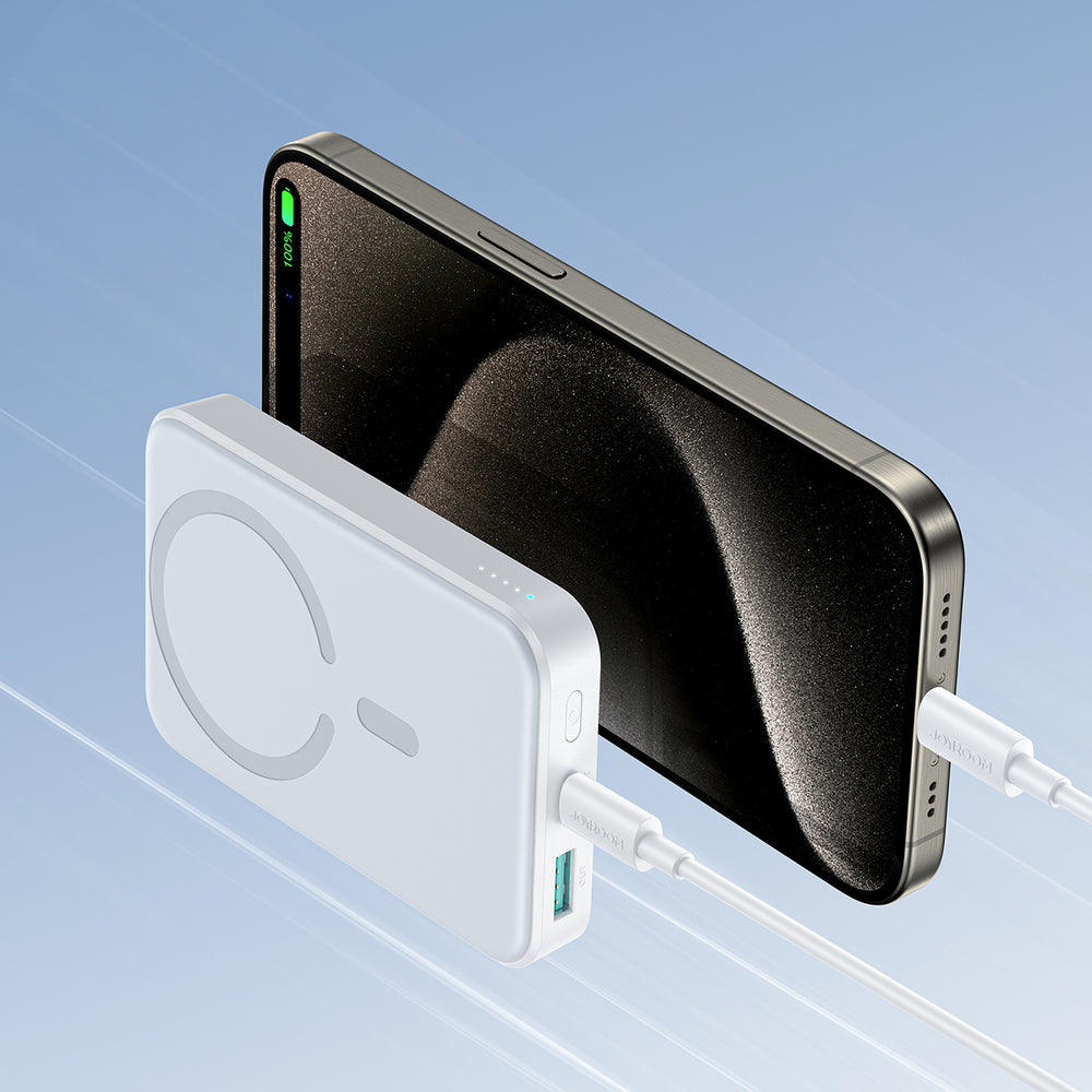 Joyroom JR-W020 Powerbank 20W 10000mAh MagSafe + USB-C - USB-C kabel 0,25m - hvid