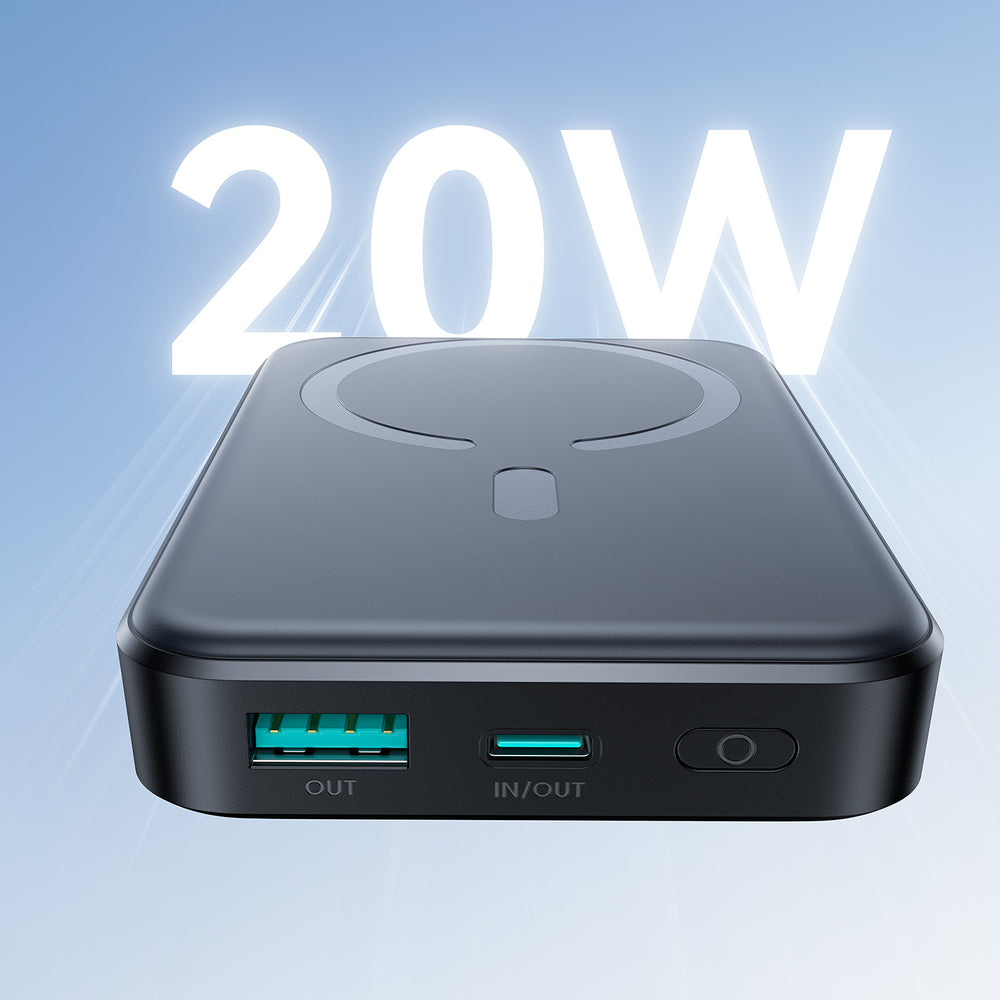 Joyroom JR-W020 20W 10000mAh MagSafe Power Bank + USB-C - USB-C 0,25m Kabel - sort