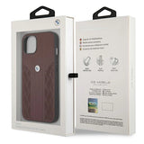 BMW Leather Curve Perforate Case for iPhone 13 - Red