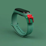 Strap Xmas til Xiaomi Mi Band 3 / 4 Jul Silicone Strap Armbånd med Gave - Mørk Grøn