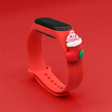 Strap Xmas til Xiaomi Mi Band 3 / 4 Jul Silicone Strap Armbånd med Sock - Rød