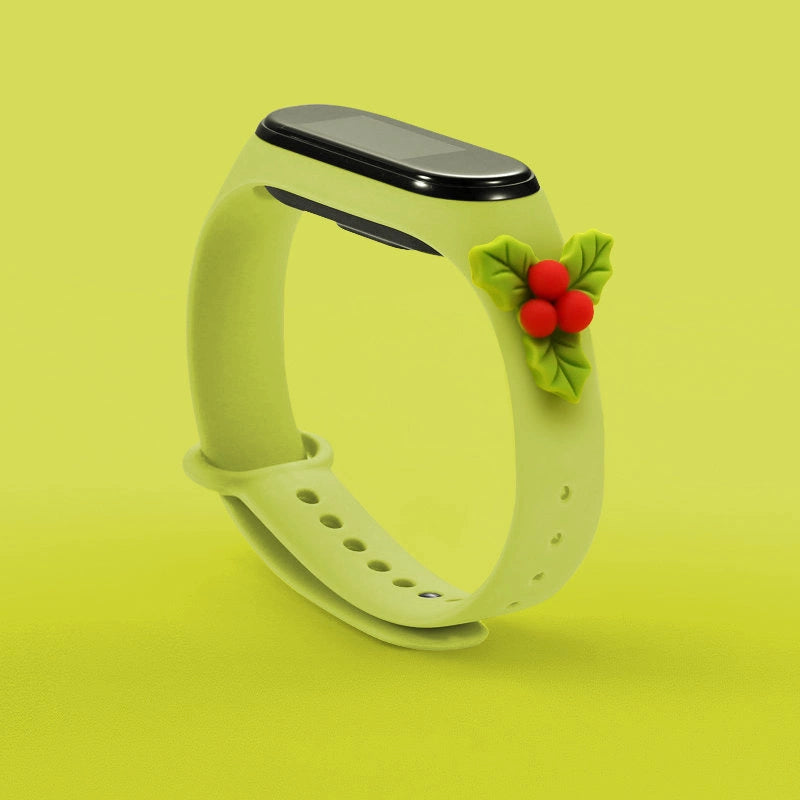 Strap Xmas til Xiaomi Mi Band 5 / 6 Jul Silicone Strap Armbånd med Mistletoe - Grøn