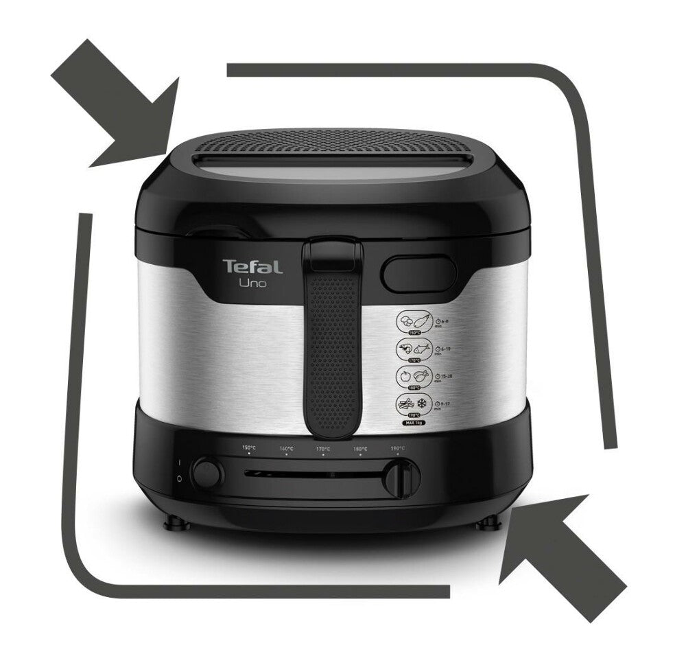 Tefal Uno FF215D Enkelt 1,8 L Enkeltstående 1600 W Frituregryde Sort, Rustfrit stål