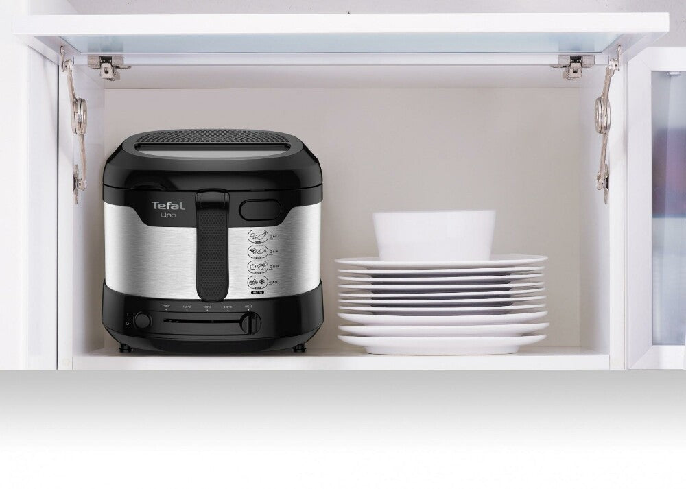 Tefal Uno FF215D Enkelt 1,8 L Enkeltstående 1600 W Frituregryde Sort, Rustfrit stål