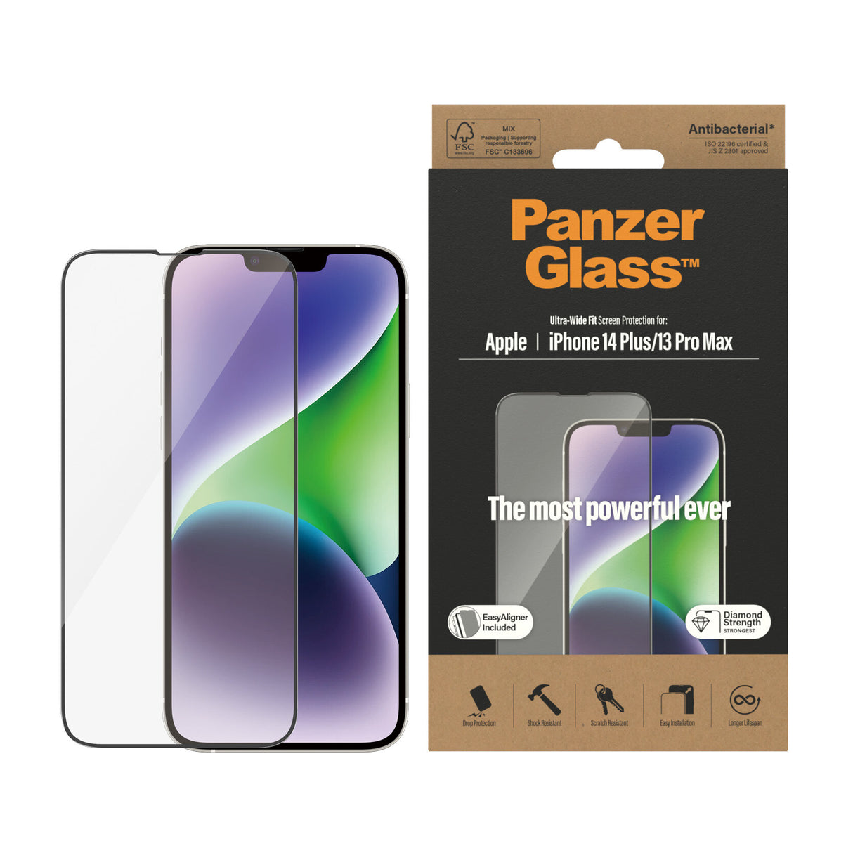 PanzerGlass ® Skærmbeskyttelse iPhone 14 Plus | 13 Pro Max | Ultra-Wide Fit m. EasyAligner
