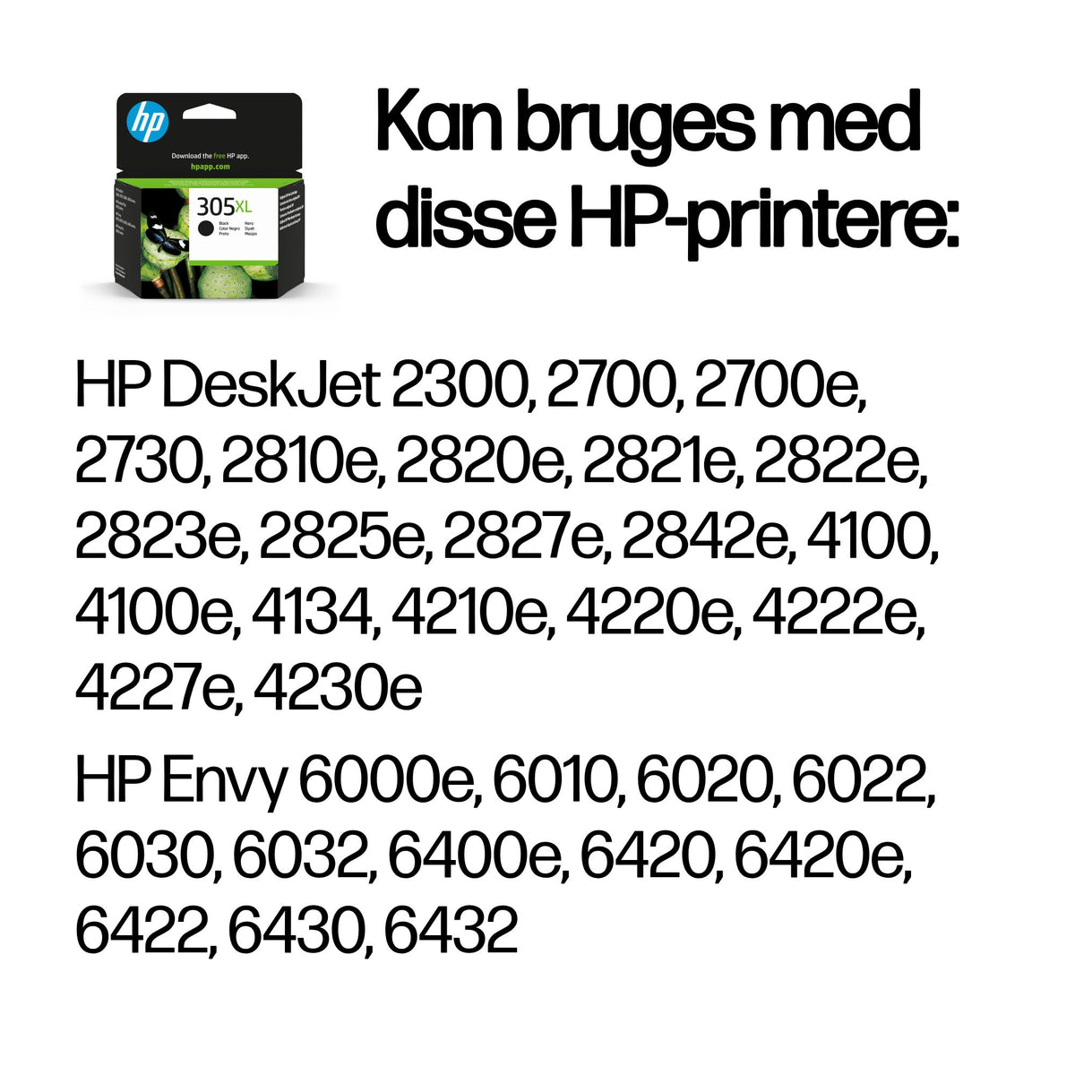 HP 305XL Pigmenteret sort 240 sider Blæk 3YM62AE
