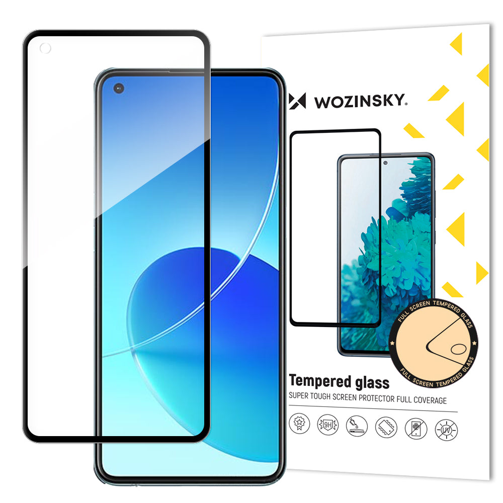 Wozinsky tempereret glas fuld lim Super Tough skærmbeskytter Full Covered med Frame Case Friendly for Oppo Reno6 4G sort