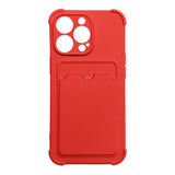 Card Armor Case Pouch Cover til iPhone 12 Pro Card Wallet Silicone Air Bag Armor Red