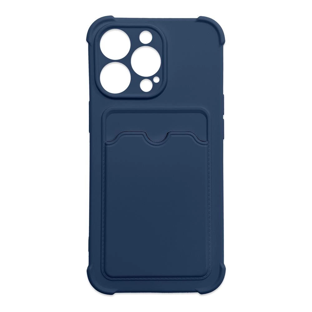 Card Armor Case Pouch Cover til iPhone 12 Pro Card Wallet Silicone Air Bag Armor Case Navy Blue