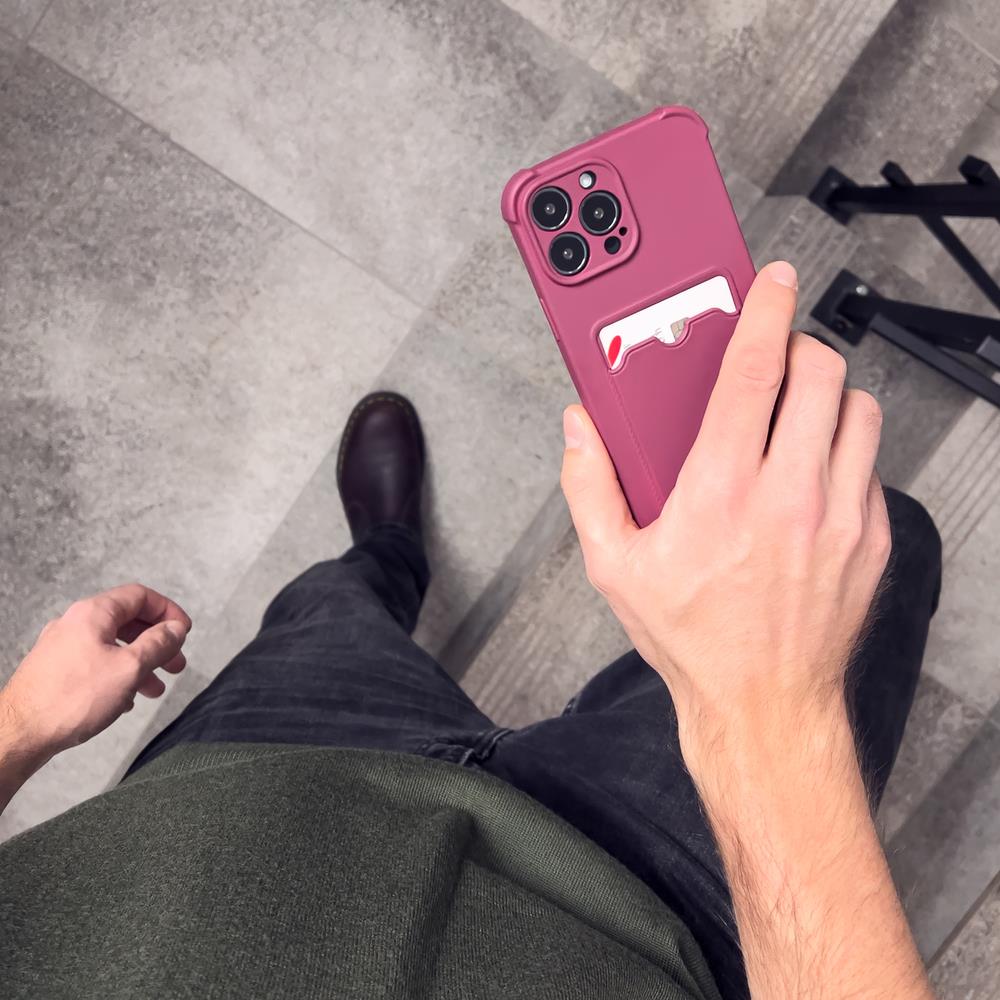 Card Armor Case Pouch Cover til Xiaomi Redmi 10X 4G / Xiaomi Redmi Note 9 Card Wallet Silicone Armor Cover Air Bag Pink