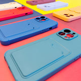 Card Armor Case Pouch Cover For Xiaomi Redmi Note 10 / Redmi Note 10S Card Wallet Silicone Armor Cover Air Bag Orange