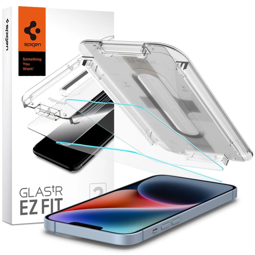 Spigen Glas.tR EZ Fit tempereret glas til iPhone 13 / 13 Pro / 14 / 16e - 2 stk.