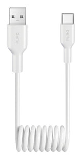 Puro 10W USB-A - USB-C Spiralkabel 1m - Hvid