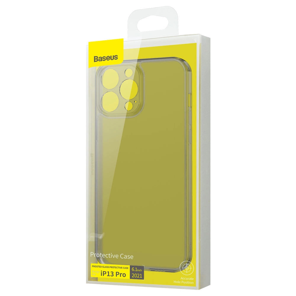 Baseus Frosted Glass Case Cover til iPhone 13 Pro Hard Cover med Gel Frame sort (ARWS000401)